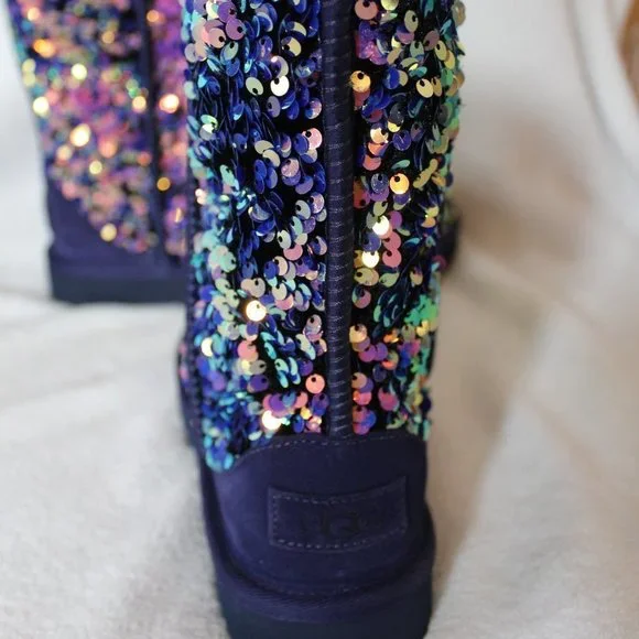 NEW WOMEN'S STELLAR SEQUIN‎ RARE BLUE BOOTS